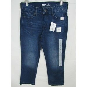 Old Navy Women Jeans Size 6 Blue Ankle Flare 10" High Rise Faded Denim NWT